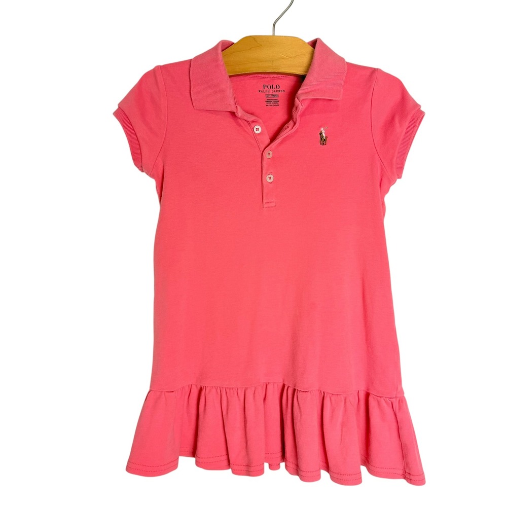 Polo Ralph Lauren Kids Pink Ruffle Hem Polo Dress